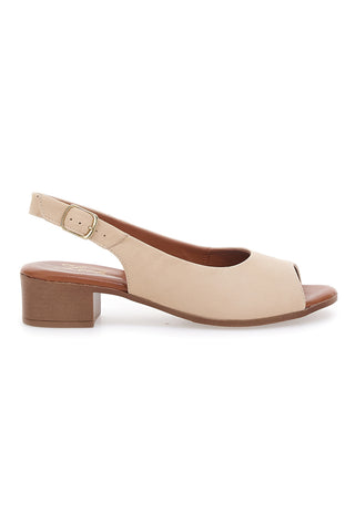 Sandali Beige con Tacco a Blocco e Tomaia in Pelle PITTARELLO LOOK 243065