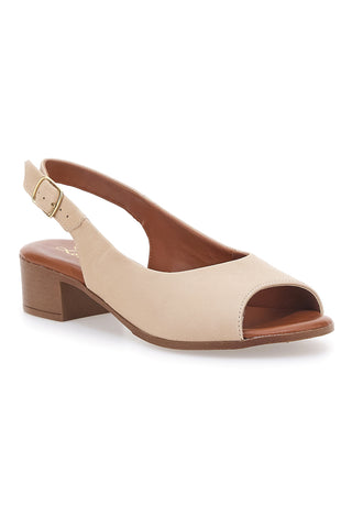 Beige Sandalen mit Blockabsatz und Obermaterial aus Leder PITTARELLO LOOK 243065