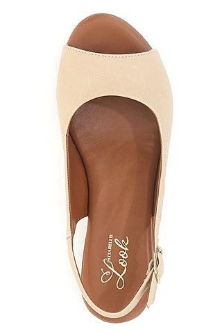 Beige Sandalen mit Blockabsatz und Obermaterial aus Leder PITTARELLO LOOK 243065