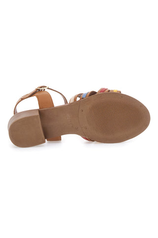 Braune Sandalen mit farbigen Bändern aus echtem Leder PITTARELLO LOOK 243110