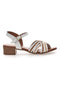 Weiße und beige Blockabsatz-Sandalen aus echtem Leder PITTARELLO LOOK 243110