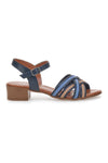 Blaue und braune Sandalen mit Blockabsatz aus echtem Leder PITTARELLO LOOK 243110