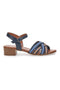 Blaue und braune Sandalen mit Blockabsatz aus echtem Leder PITTARELLO LOOK 243110
