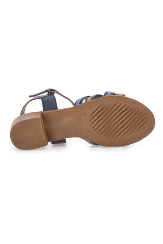 Blaue und braune Sandalen mit Blockabsatz aus echtem Leder PITTARELLO LOOK 243110
