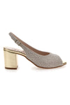 Sandali Slingback Platino con Tomaia Effetto Ricamo PITTARELLO GLMA 5991