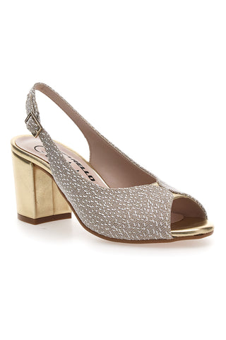 Sandali Slingback Platino con Tomaia Effetto Ricamo PITTARELLO GLMA 5991