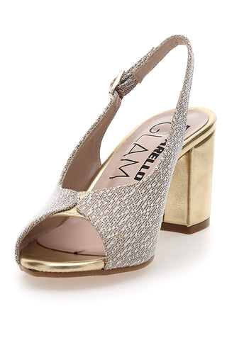 Sandali Slingback Platino con Tomaia Effetto Ricamo PITTARELLO GLMA 5991
