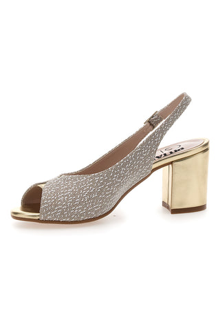 Sandali Slingback Platino con Tomaia Effetto Ricamo PITTARELLO GLMA 5991
