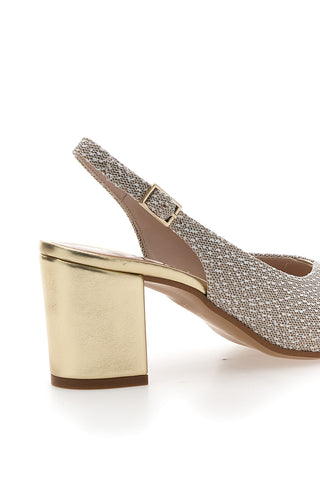 Sandali Slingback Platino con Tomaia Effetto Ricamo PITTARELLO GLMA 5991