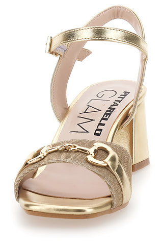 Pittarello Glam 5550 Platinfarbene Sandalen mit Knöchelriemen und Absatz