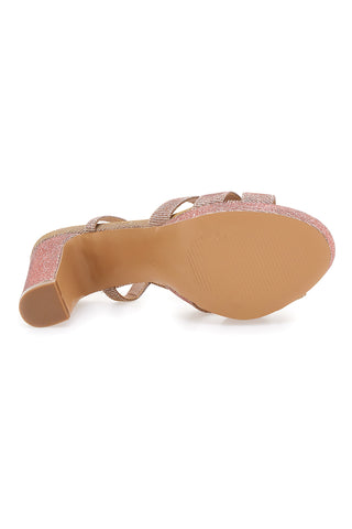 Sandali rosa con brillantini cangianti e tacco alto Galia Y233G