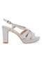 Sandali silver glitter con tacco alto e cinturino Galia Y233G
