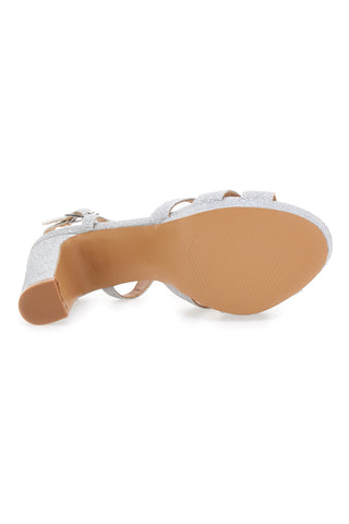 Sandali silver glitter con tacco alto e cinturino Galia Y233G