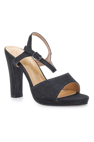 Galia 89892 Schwarze Glitzer-Sandalen mit hohem Absatz