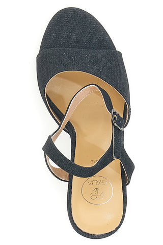 Galia 89892 Schwarze Glitzer-Sandalen mit hohem Absatz
