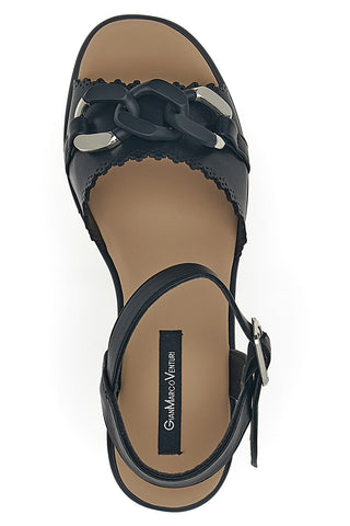 Sandali neri con zeppa e catena decorativa Gmv SA0439