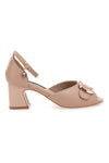 Nudefarbene Sandalen mit mittlerem Absatz und dekorativer Schnalle Gmv SA0441