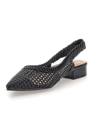 Slingback da donna nere traforate con tacco basso Le Havre GZ2405273