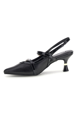 Schwarze Pumps mit Riemchen und geformtem Absatz Burani 51852c1211