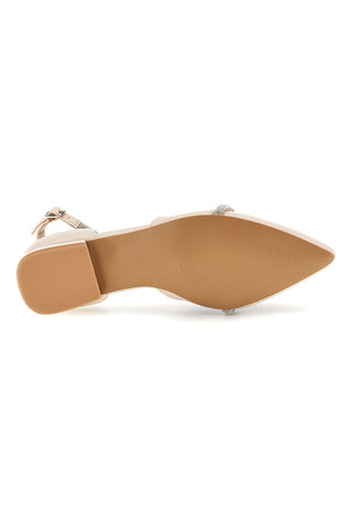 Beige spitz zulaufende Ballettschuhe mit Riemen Burani 51098C841