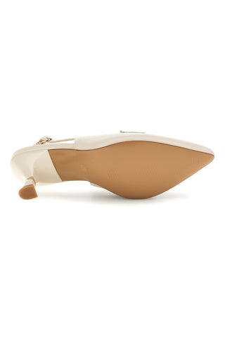 Beige Dekolleté mit Slingback-Riemen mittlerer Absatz Burani 51101c794