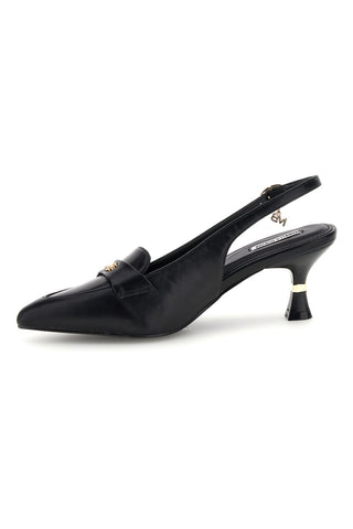 Schwarze Pumps mit Slingback-Riemen und dekorativem Hufeisen Mariella Burani 51101C1563
