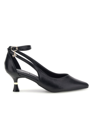 Schwarze Pumps mit Knöchelriemen und geformtem Absatz Burani 51851c1204