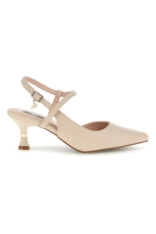 Décolleté beige con cinturino incrociato slingback tacco medio Burani 51853c1225