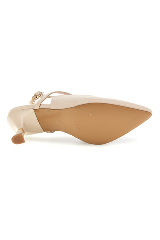 Décolleté beige con cinturino incrociato slingback tacco medio Burani 51853c1225