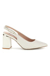 Beige Dekolleté mit Slingback-Riemen breiter Absatz Burani 51882c1235