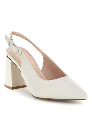 Beige Dekolleté mit Slingback-Riemen breiter Absatz Burani 51882c1235