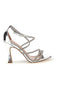 Silberne Sandalen mit Strasssteinen First Lady P692