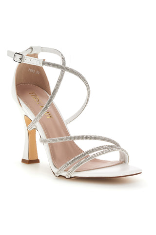 Weiße Sandalen mit Strasssteinen First Lady P692