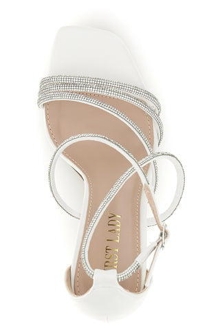 Weiße Sandalen mit Strasssteinen First Lady P692