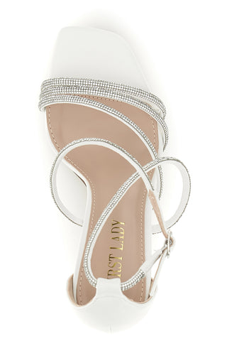 Weiße Sandalen mit Strasssteinen First Lady P692