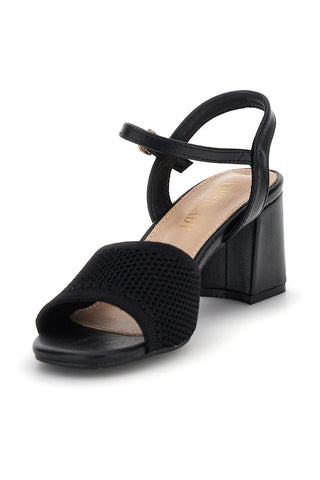 Sandali neri con tacco largo e cinturino First lady P694