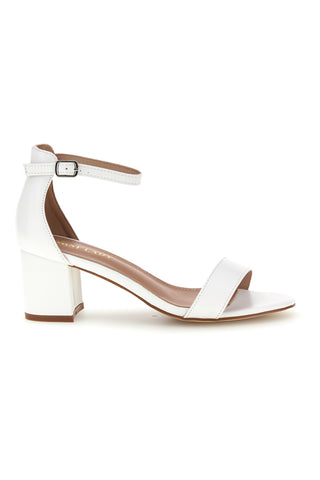 Sandali bianco con fascia frontale e tacco largo First lady P695