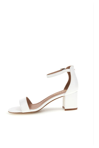 Weiße Sandalen mit Riemen vorne und breitem Absatz First Lady P695