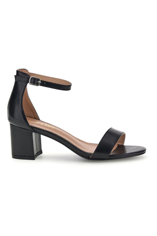 Sandali nero con fascia frontale e tacco largo First lady P695