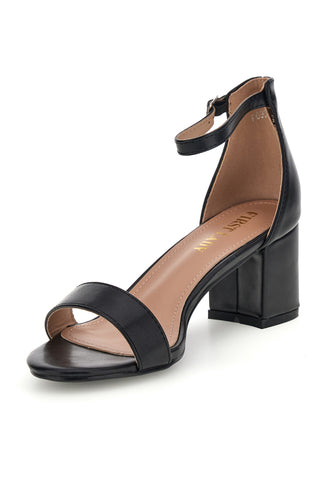 Schwarze Sandalen mit Riemen vorne und breitem Absatz First Lady P695