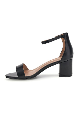 Schwarze Sandalen mit Riemen vorne und breitem Absatz First Lady P695