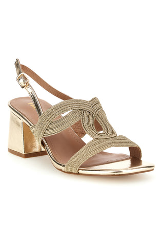 Sandali oro con cinturini intrecciati e tacco largo First lady P696