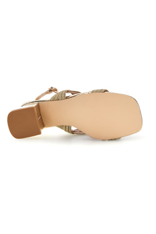 Sandali oro con cinturini intrecciati e tacco largo First lady P696