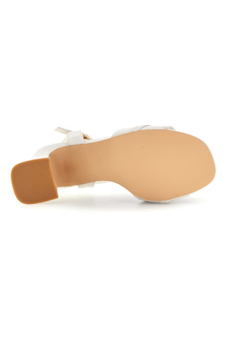 Weiße Sandalen mit breitem Absatz Knöchelriemen First Lady P700