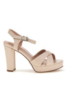 Beige Sandalen mit Plateau und breitem Absatz First Lady P712
