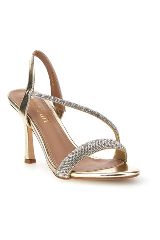 Gold-Sandalen mit Strass High Heel First Lady P704