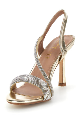 Gold-Sandalen mit Strass High Heel First Lady P704