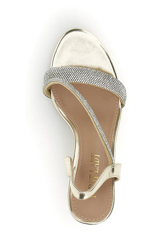 Gold-Sandalen mit Strass High Heel First Lady P704