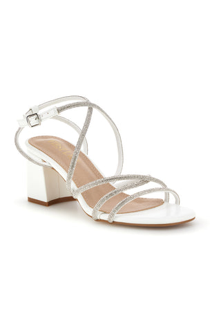 Weiße Sandalen mit breitem Absatz und Riemen First Lady P708