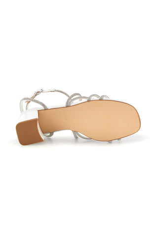 Weiße Sandalen mit breitem Absatz und Riemen First Lady P708